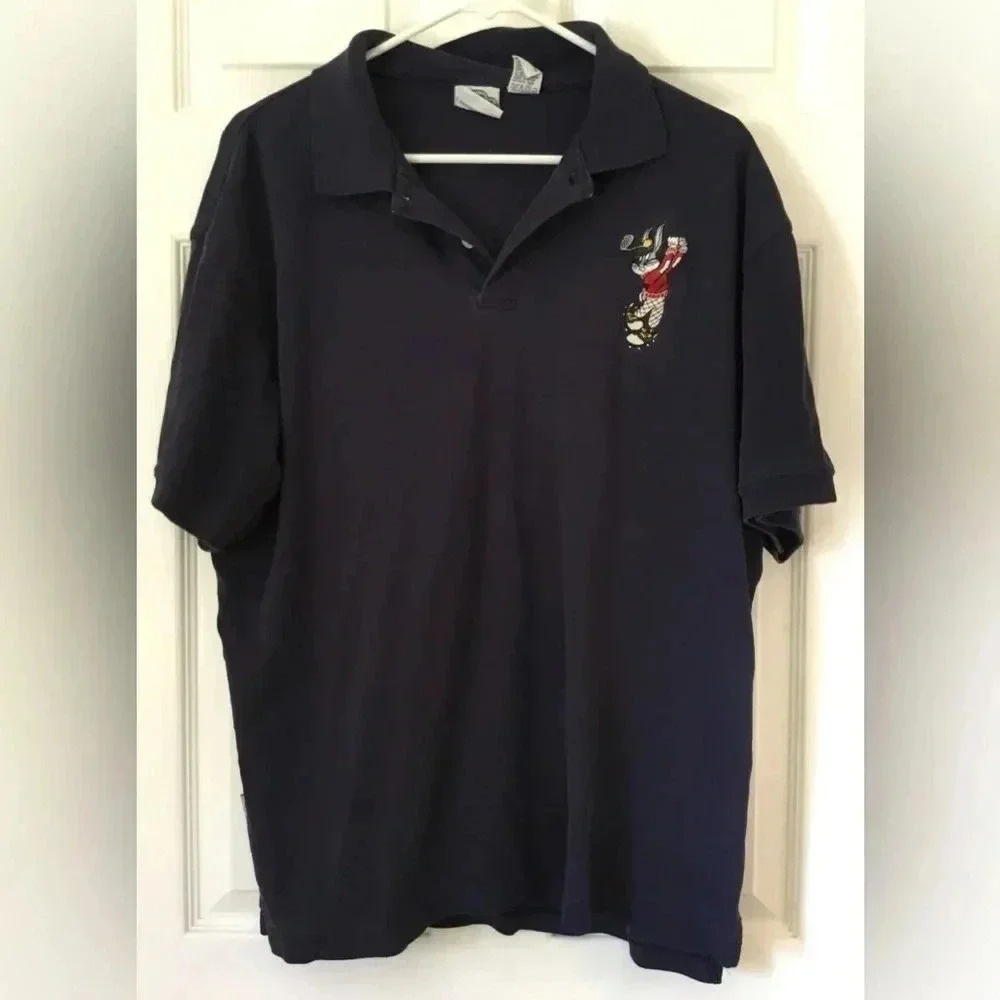 Vintage Men ACME CLOTHING CO. 1994 Blue Bugs Bunny Polo Shirt Sz XL Warner Bros